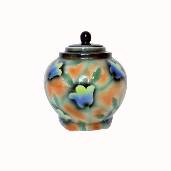 VTG Floral German Ginger Jar Retro Apothecary Style Home Decor Accent Pottery - Picture 16 of 16